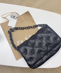 ZARA 新款黑色绗缝腋下包太好看了吧!