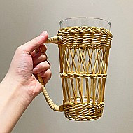 颜值很绝的复古藤编杯