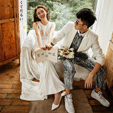 冬季婚纱照也能拍出来夏天的清新感觉,日系风出来仿佛在度假