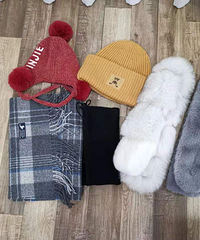 冬天玩雪的装备,帽子围巾手套全部安排上了