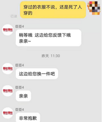 女子网购羽绒服衣袖上竟有孝章,商家:疑上一个客户退货