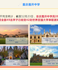 重庆南开中学国际班45名学子已收到42封世界百强大学录取通知
