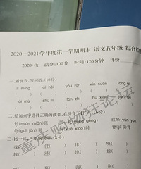 沙坪坝五年级期末语文试卷,阅读好难啊