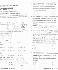 2021年沙坪坝区初三上期末数学考试卷子