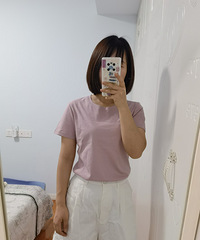 藕粉色丝光棉短袖,不起球不变形,还不会皱巴巴,非常实穿