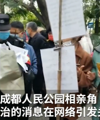 成都人民公园整治相亲角:婚介导致乱相