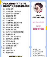 李佳琦5.31直播预告,618返场产品来咯!