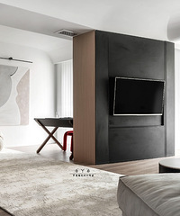 拆掉公区所有隔墙,120平装出150的效果,电视墙是神来之笔