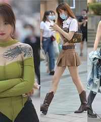 最新重庆街拍,打望北城天街的美女们