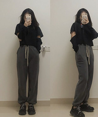 安利一条天气变凉之后我穿搭的常客运动裤,下身肉肉的妹妹必入