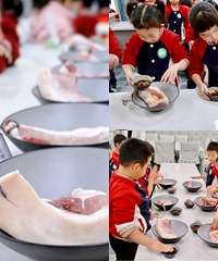 幼儿园活动好有意思,教娃儿做腊肉