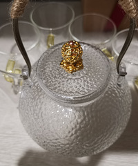 可以明火煮的玻璃茶壶+茶杯,PDD才30几元