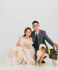 带着狗子拍婚纱照