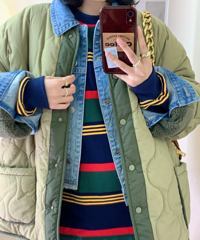 跟着白百何穿搭,显瘦又保暖的叠穿get啦!果绿色棉服yyds