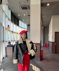 过年就要穿红裤子,羊毛一体外套和任何单品都能完美组合