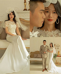 免费拍的婚纱照,服装造型都很精致,太适合我俩了