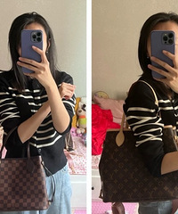 LV neverfull中号和小号上身对比