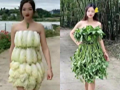 女孩穿蔬菜装走红