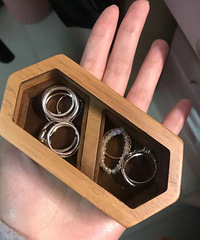 只要16块,不占位置的黑胡桃木戒指收纳