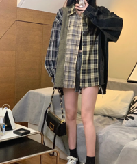 巨特别的拼接格子衫?又辣又酷!配牛仔裤好显腿长