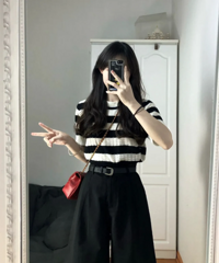 夏天的时候这样穿一定很舒服,清爽显瘦还耐看
