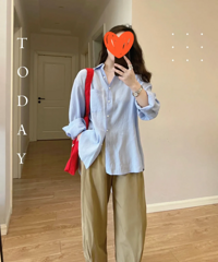 海盐蓝色防晒衬衫,轻松休闲面料舒服,元气满满太好看啦
