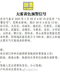 大雾黄色预警!重庆18个区县能见度将小于500米