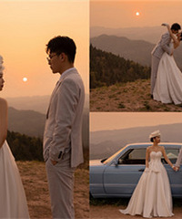 氛围感拉满的夕阳婚纱照,美得像电影截图