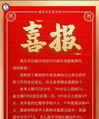 重庆巴渝学校中考喜报,升入高中比例96.6%