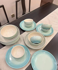 这套天青色餐具美到心坎上去了,干饭开心100倍!