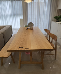 1.9米白蜡木餐桌到货,大板直拼,质感超好