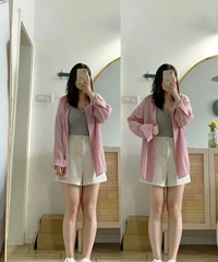 触感丝滑凉爽的衬衫,垂坠感好,小个子穿也好看的