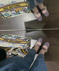 RV紫色玛丽珍鞋也太美了,钻扣超级闪,喜欢