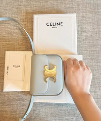 Celine冰川蓝凯旋门小废包,背上身超可爱