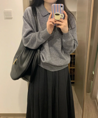 适耐看的灰!百褶裙真的自带学院风的感觉唉