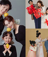 3组不同风格的全家福,都是幸福的模样