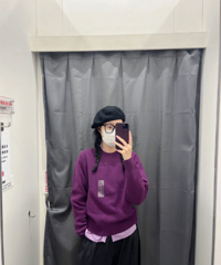 同色系紫色毛衣叠穿,在秋冬也可以很亮眼哦