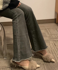 冬天也可以穿的毛毛高跟拖鞋,毛绒绒的上脚好舒服
