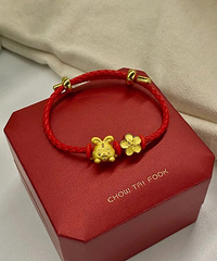 必须要夸夸我的本命年红绳手链,桃花+兔子,太可爱了吧!