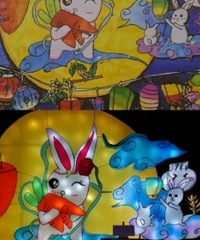 自贡灯会,小朋友的绘画作品制成的大型彩灯组出圈