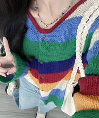 这件彩虹色毛衣好显瘦,都给我冲啊