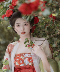 汉服和山茶花太配了吧,忽然理解了什么叫回眸一笑百媚生