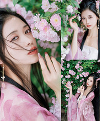 汉服和蔷薇花太搭了吧,太喜欢这组写真了