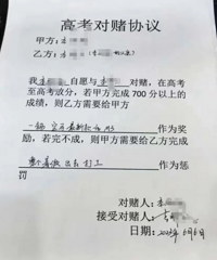 父子高考签“对赌协议”,高考700以上奖励宝马