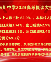 东川中学2023复读生成绩,本科率92.7%