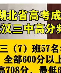 武汉一高中班级全员600分以上