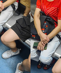 轻轨上喊人让座后,让孩子脱鞋站着