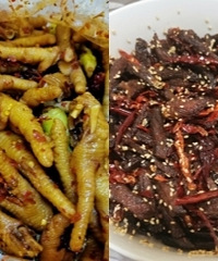 在家自制下酒菜,冷吃牛肉干+泡椒凤爪