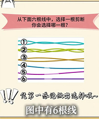 从下面六根线中,选择一根剪断,你会选择哪一根?