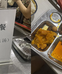 一荤一素5块钱,水果免费吃!
